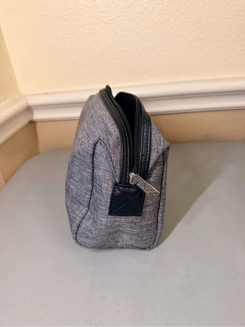 Jimmy Choo Gray Travel Tote and Toiletry Pouch
